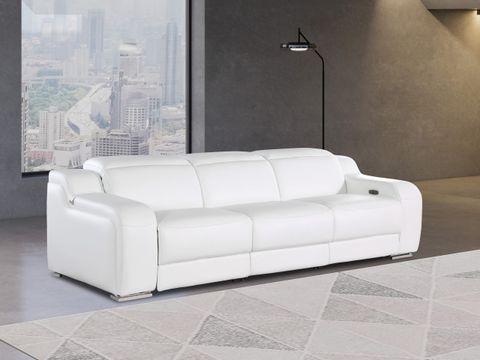 1116 Divanitalia White Top Grain Italian Leather Power Reclining Sofa With Dual Recliners And ... for Antonio Italian Leather Power Reclining Sofa With Power Headrests, White